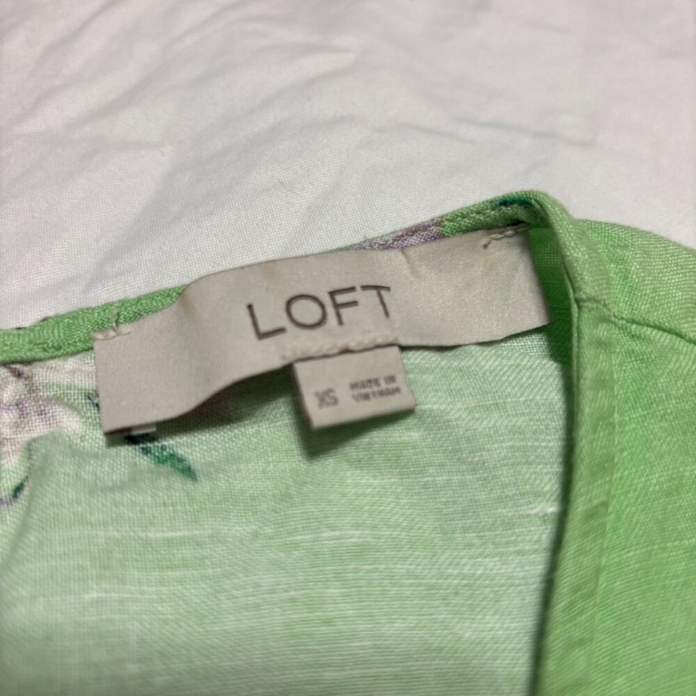 LOFT Linen Blend Tiered Balloon Sleeve Dress - Picture 2 of 2